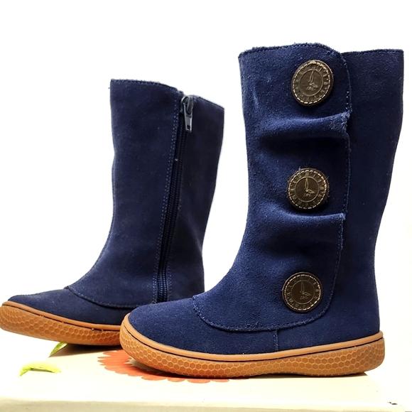 Navy Blue Suede Leather Zippered Boots by Livie & Luca - Picture 4 of 8